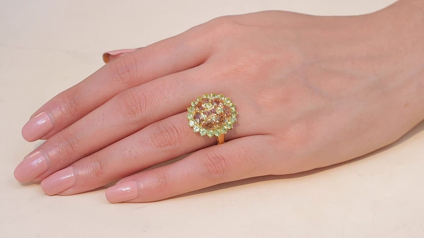 EverTrue Autumn Alexite, Multi Gemstone Ring in 18K YG Plated (Size 10.0) 6.40 ctw