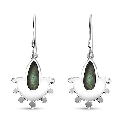 D'Joy Artisan Crafted Premium Royston Turquoise 5.00 ctw Earrings in Black Oxidised Sterling Silver