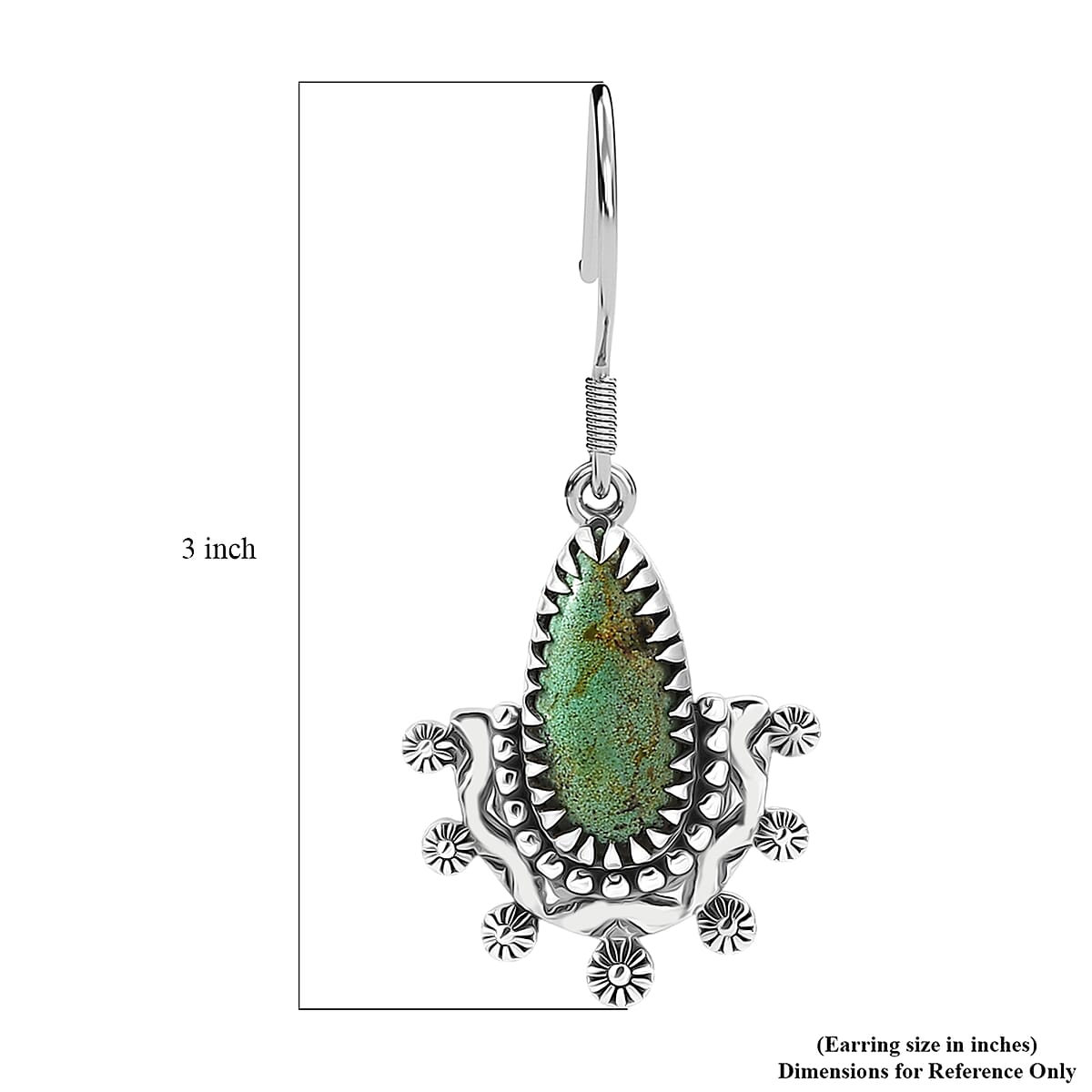 D'Joy Artisan Crafted Premium Royston Turquoise 5.00 ctw Earrings in Black Oxidised Sterling Silver image number 5