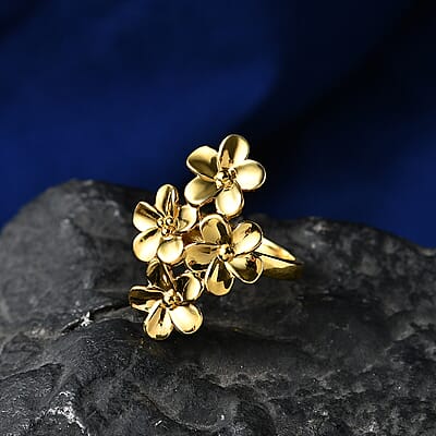 EverTrue Bronzella Collection Floral Ring in 18K Yellow Gold Plated Bronze (Size 5.0)
