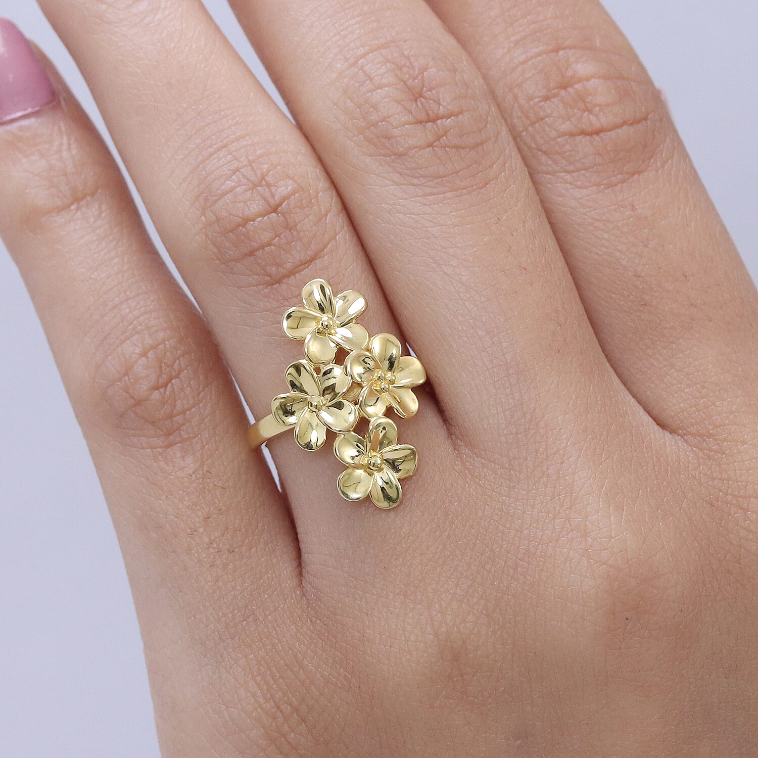 EverTrue Bronzella Collection Floral Ring in 18K Yellow Gold Plated Bronze (Size 5.0)