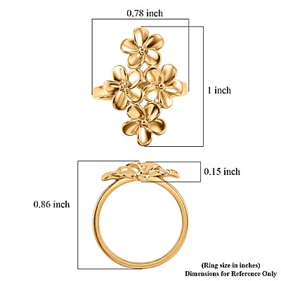 EverTrue Bronzella Collection Floral Ring in 18K Yellow Gold Plated Bronze (Size 5.0)