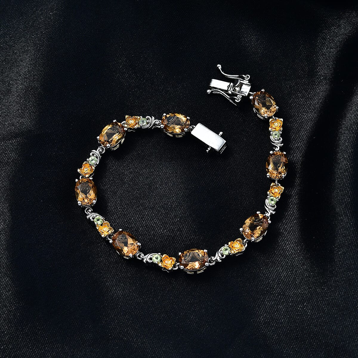 EverTrue Autumn Alexite, Hebei Peridot Bracelet in 18K YG Plated and Platinum Bond (7.25 In) 11.30 ctw image number 1