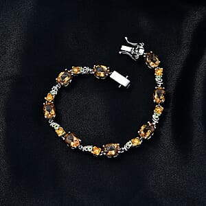 EverTrue Autumn Alexite and Hebei Peridot 11.30 ctw Rose Flower Bracelet in 18K YG Plated and Platinum Bond (7.25 In)