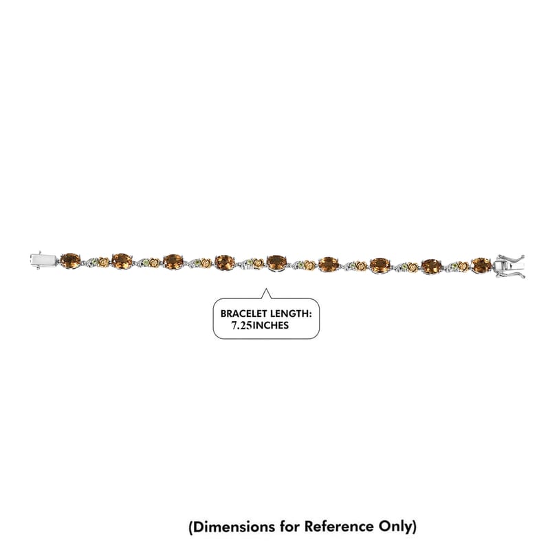EverTrue Autumn Alexite and Hebei Peridot 11.30 ctw Rose Flower Bracelet in 18K YG Plated and Platinum Bond (7.25 In)