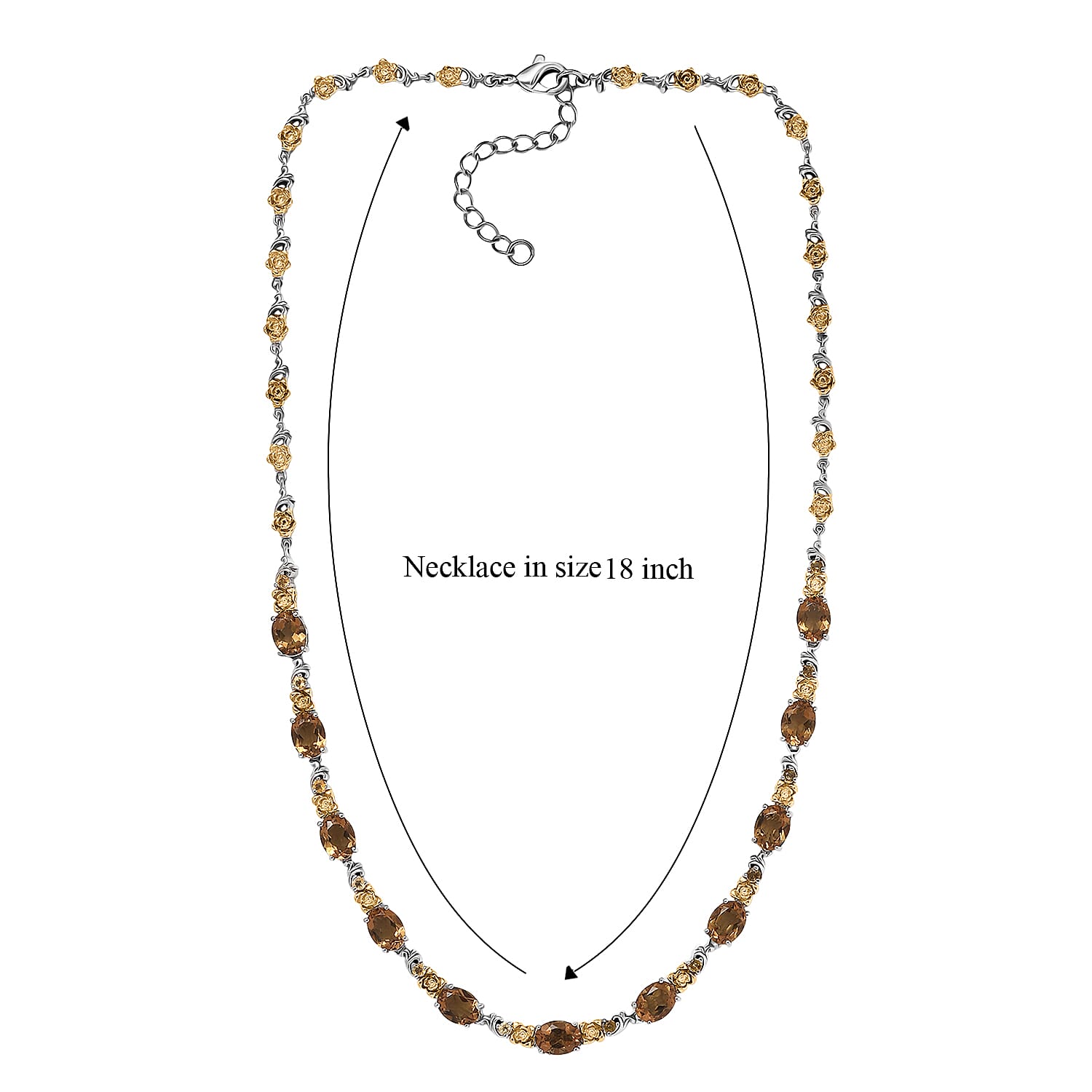 EverTrue Autumn Alexite and Brazilian Citrine 13.00 ctw Rose Flower Necklace in 18K YG Plated and Platinum Bond 18-20 Inches 