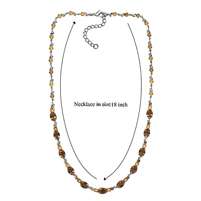 EverTrue Autumn Alexite and Brazilian Citrine 13.00 ctw Rose Flower Necklace in 18K YG Plated and Platinum Bond 18-20 Inches