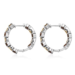 EverTrue Autumn Alexite 6.85 ctw Rose Flower Hoop Earrings in 18K YG Plated and Platinum Bond