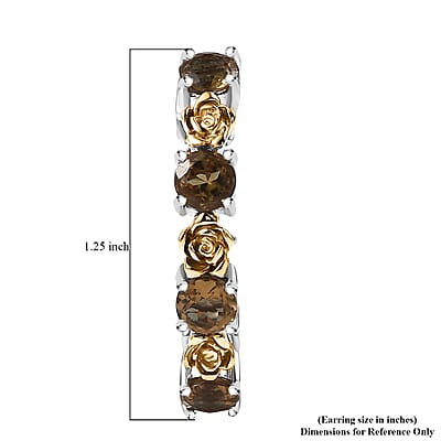 EverTrue Autumn Alexite 6.85 ctw Rose Flower Hoop Earrings in 18K YG Plated and Platinum Bond