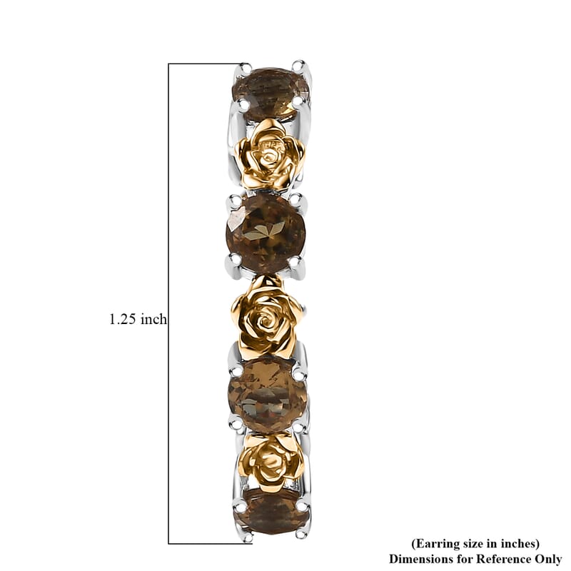 EverTrue Autumn Alexite 6.85 ctw Rose Flower Hoop Earrings in 18K YG Plated and Platinum Bond