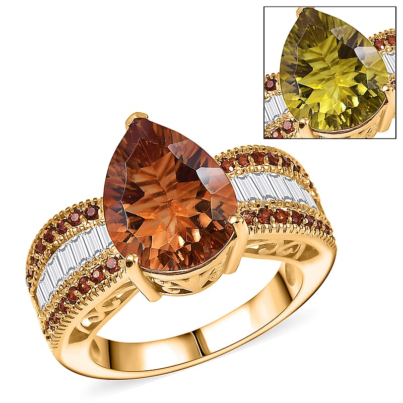 EverTrue Autumn Alexite, Multi Gemstone Ring in 18K YG Plated 6.15 ctw (Size 10.0)
