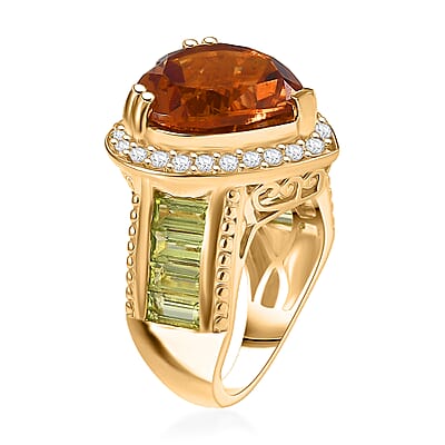 EverTrue Autumn Alexite and Multi Gemstone 12.60 ctw Ring in 18K YG Plated (Size 8.0)