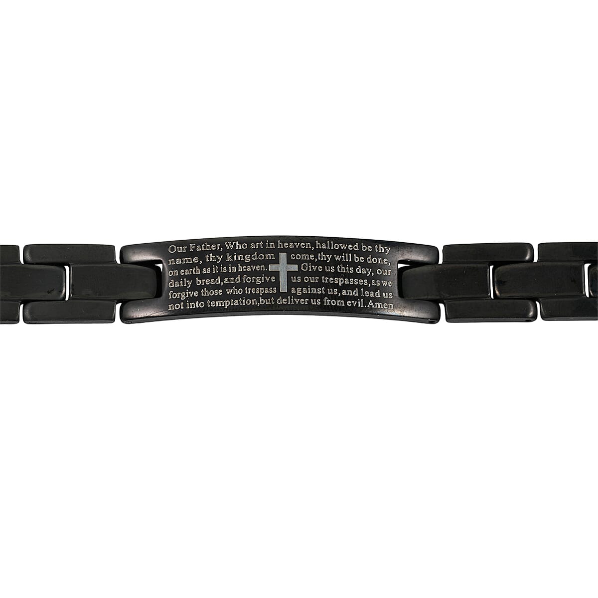 The Lords Prayer Steel Bracelet in Black Silvertone (7.50 In) image number 3