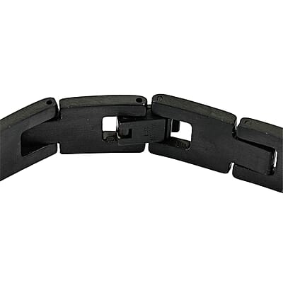 The Lords Prayer Steel Bracelet in Black Silvertone (7.50 In)