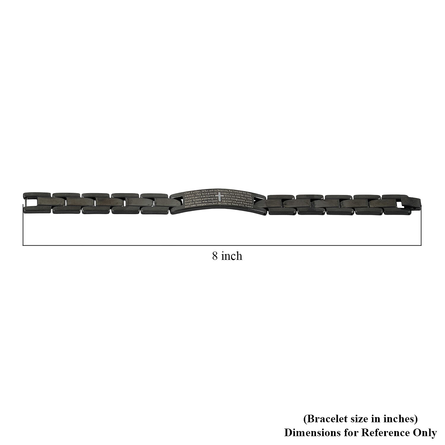 The Lords Prayer Steel Bracelet in Black Silvertone (7.50 In)