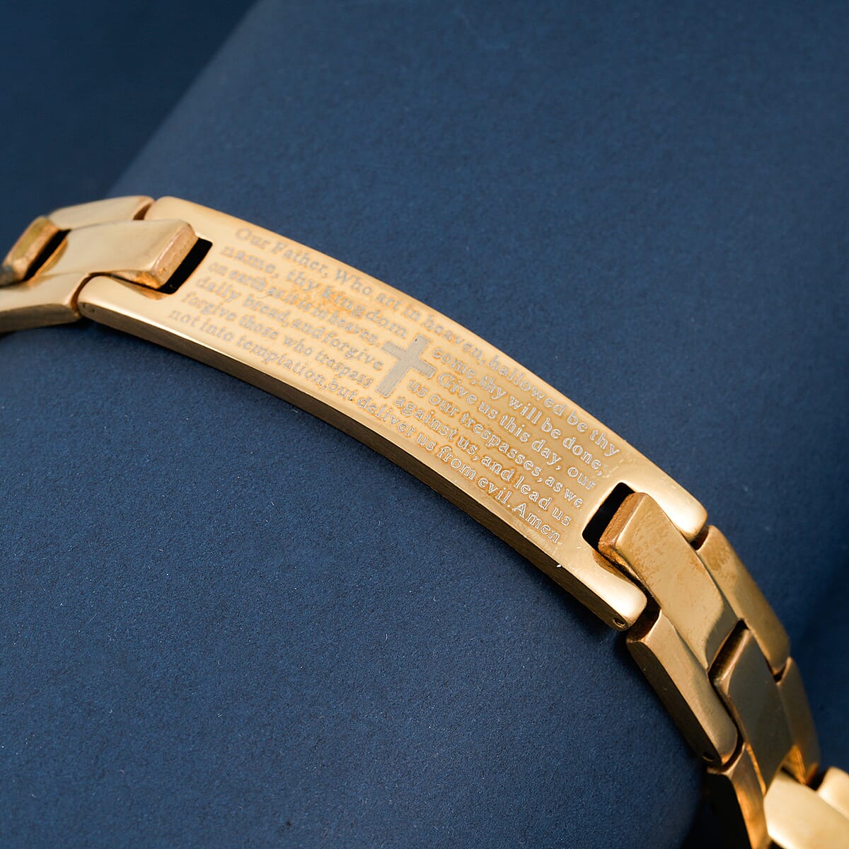 The Lords Prayer Steel Bracelet in Goldtone (7.50 In) image number 1