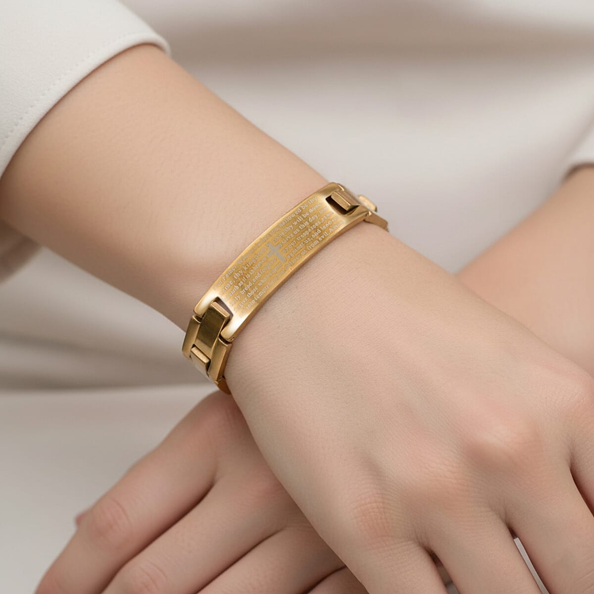 The Lords Prayer Steel Bracelet in Goldtone (7.50 In) image number 2