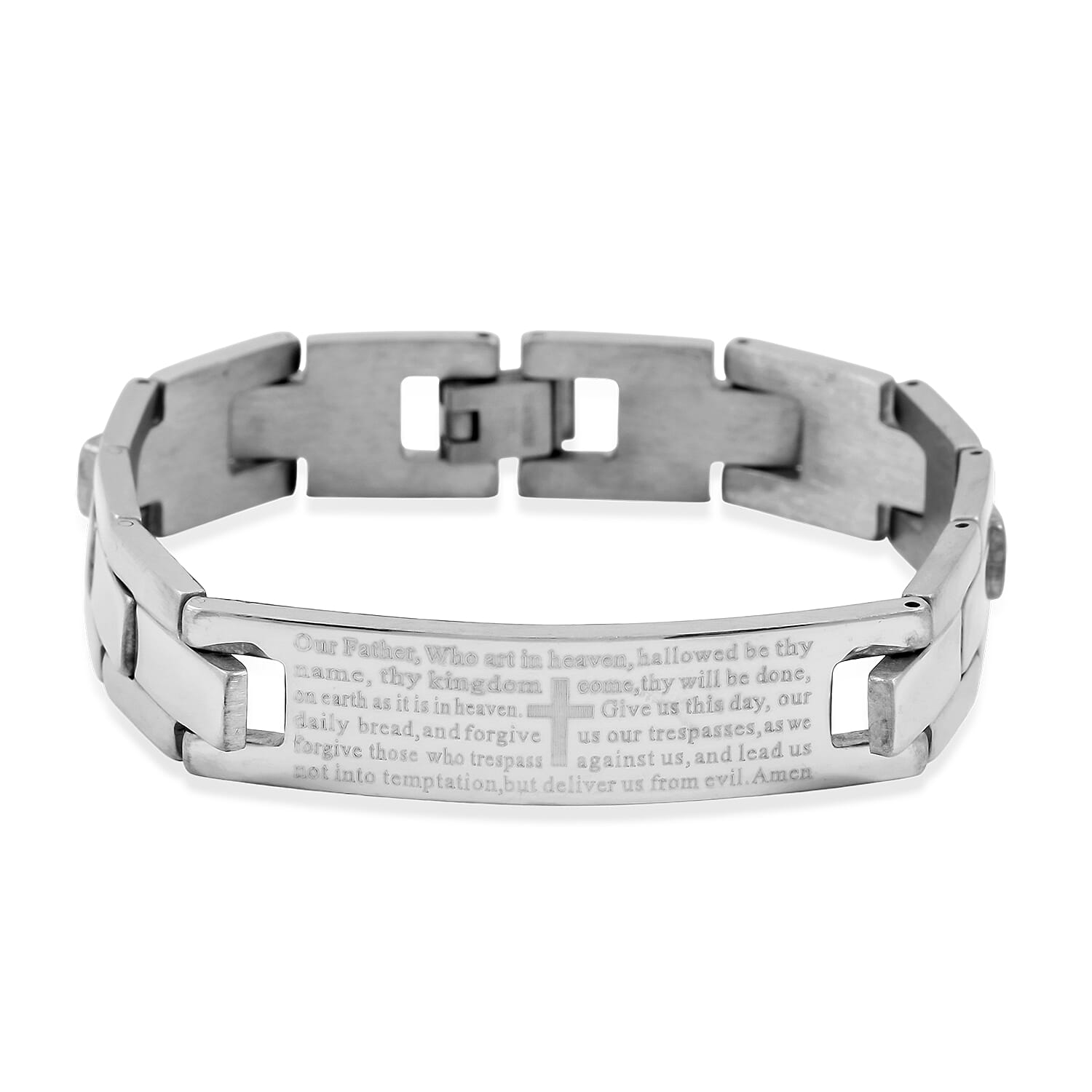 The Lords Prayer Steel Bracelet in Silvertone (7.50 In)