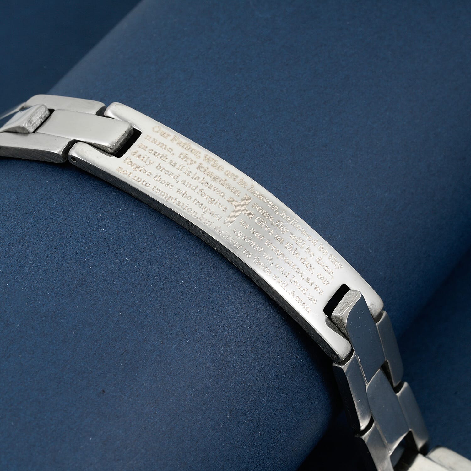 The Lords Prayer Steel Bracelet in Silvertone (7.50 In)