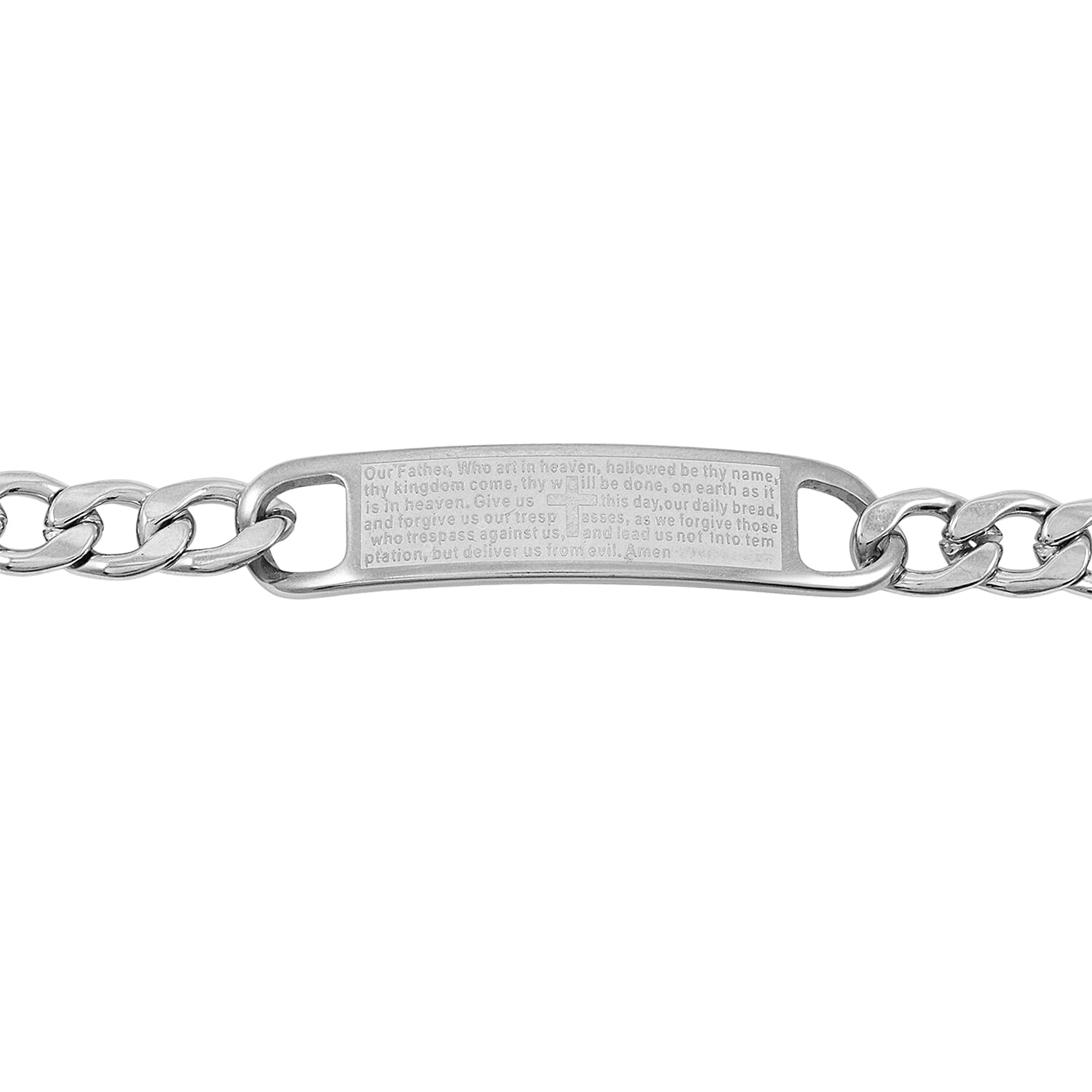 The Lords Prayer Steel Bracelet in Silvertone (8.00 In)
