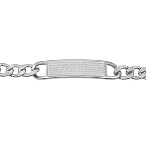 The Lords Prayer Steel Bracelet in Silvertone (8.00 In)