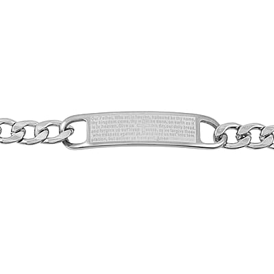 The Lords Prayer Steel Bracelet in Silvertone (8.00 In)
