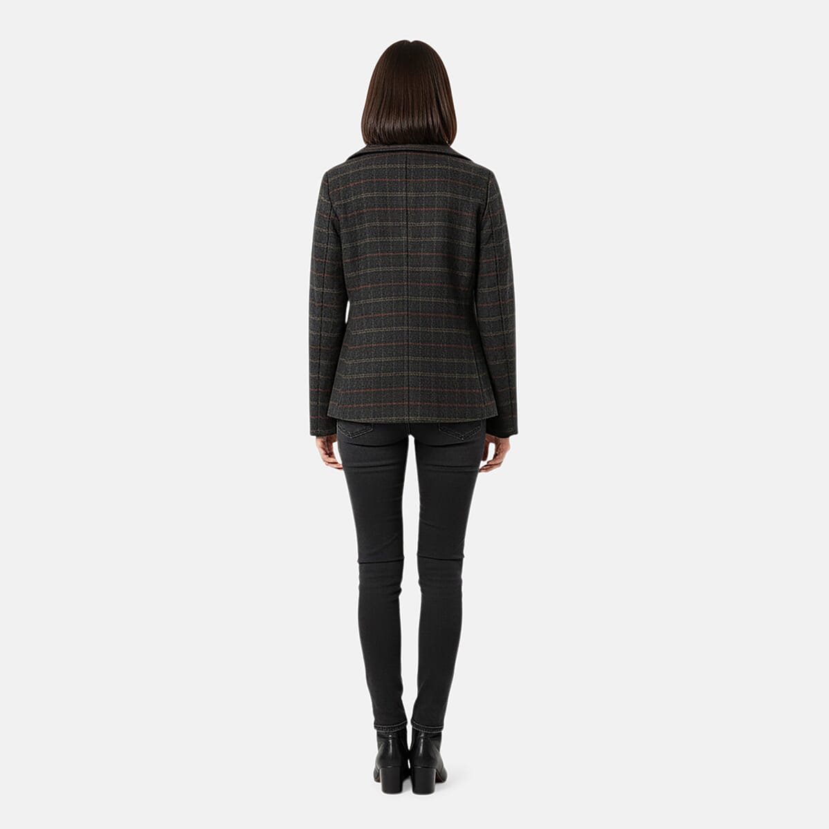 VMONG Women's Melton Plaid Peacoat S image number 1