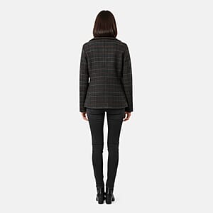 VMONG Women's Melton Plaid Peacoat S