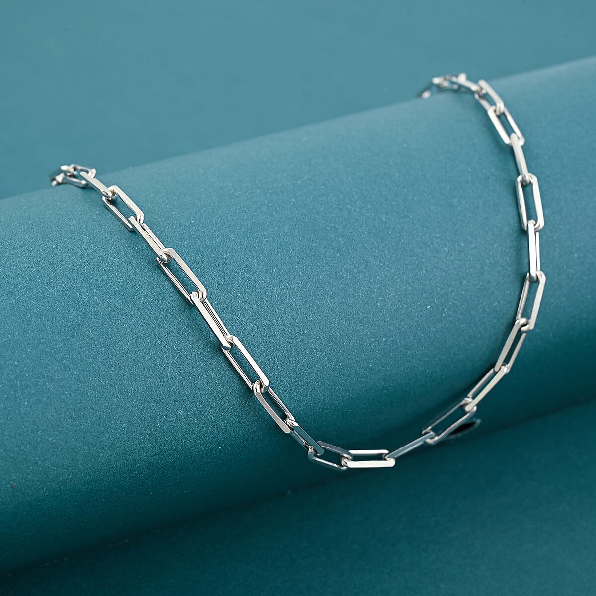 Made In Italy Paper Clip Necklace in Rhodium Over Sterling Silver 7.2 Grams 18 Inches image number 1