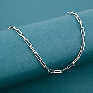 Made In Italy Paper Clip Necklace in Rhodium Over Sterling Silver 7.2 Grams 18 Inches