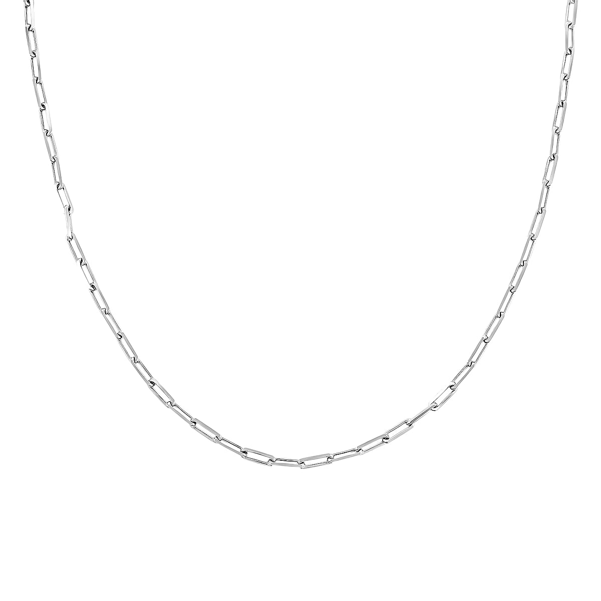Made In Italy Paper Clip Necklace in Rhodium Over Sterling Silver 7.2 Grams 18 Inches image number 3