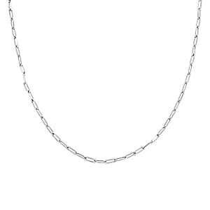 Made In Italy Paper Clip Necklace in Rhodium Over Sterling Silver 7.2 Grams 18 Inches