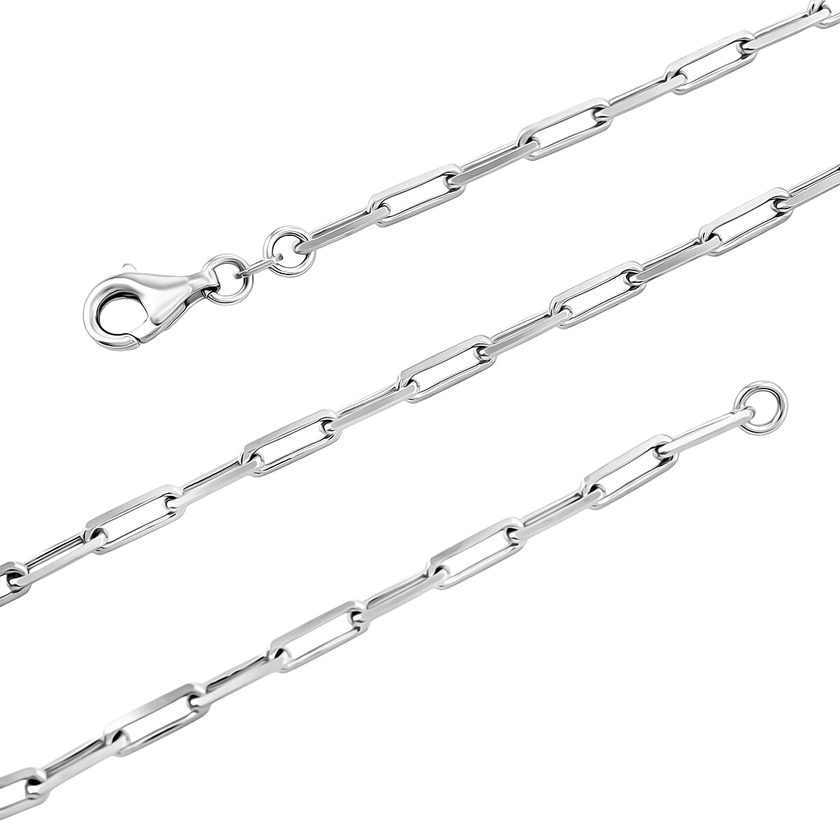 Made In Italy Paper Clip Necklace in Rhodium Over Sterling Silver 7.2 Grams 18 Inches image number 4
