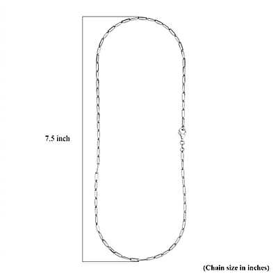 Made In Italy Paper Clip Necklace in Rhodium Over Sterling Silver 7.2 Grams 18 Inches