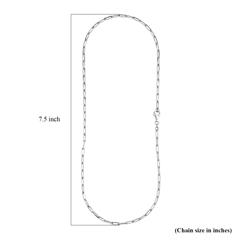 Made In Italy Paper Clip Necklace in Rhodium Over Sterling Silver 7.2 Grams 18 Inches
