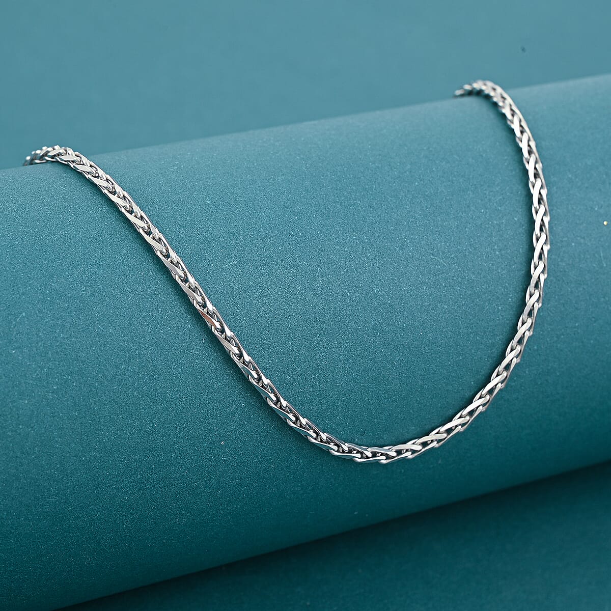 Made In Italy Round Wheat Chain Necklace in Rhodium Over Sterling Silver 7.05 Grams 18 Inches image number 1