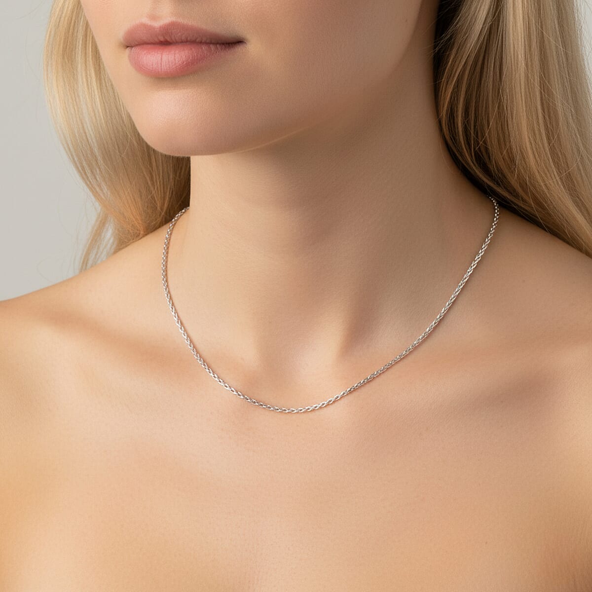 Made In Italy Round Wheat Chain Necklace in Rhodium Over Sterling Silver 7.05 Grams 18 Inches image number 2