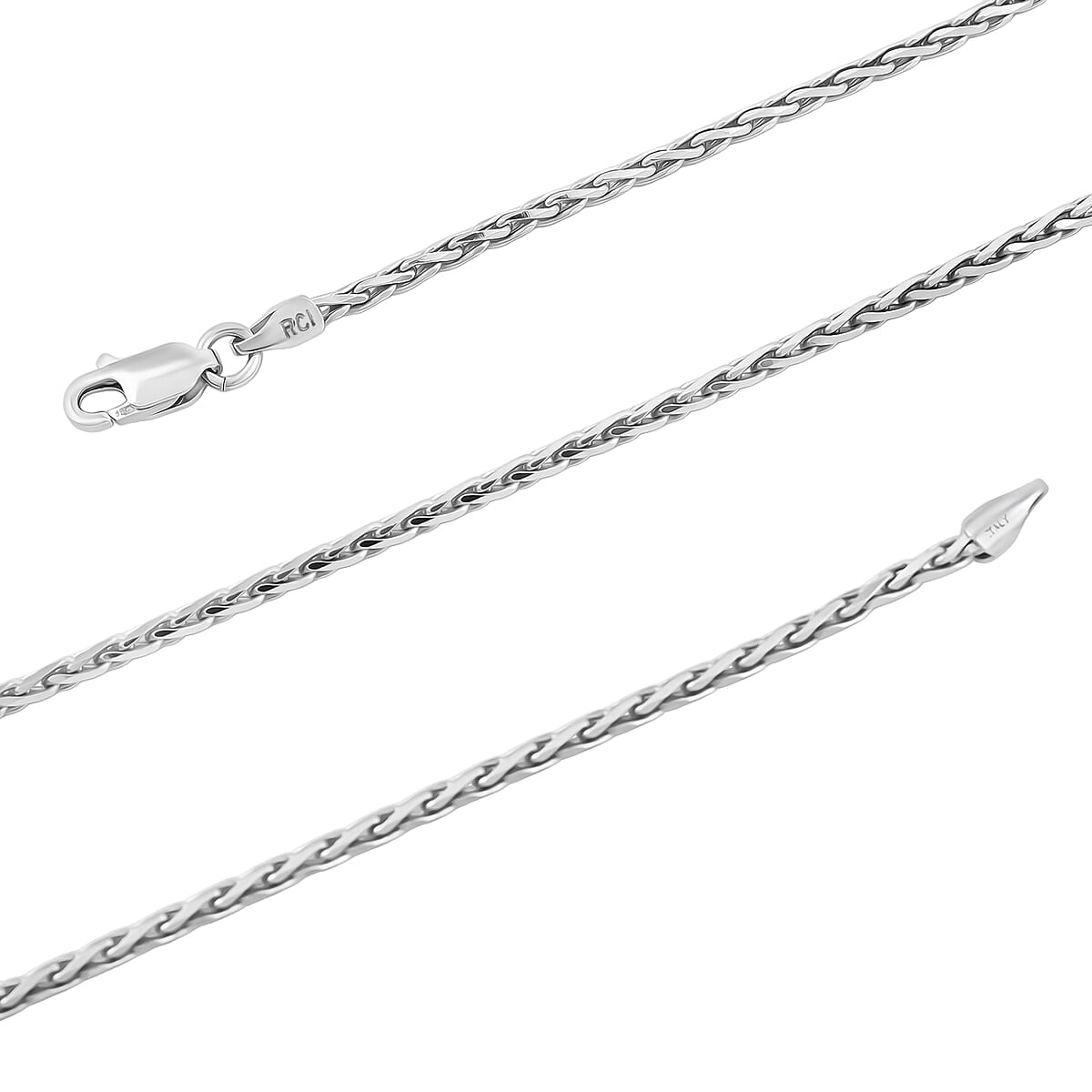Made In Italy Round Wheat Chain Necklace in Rhodium Over Sterling Silver 7.05 Grams 18 Inches image number 4