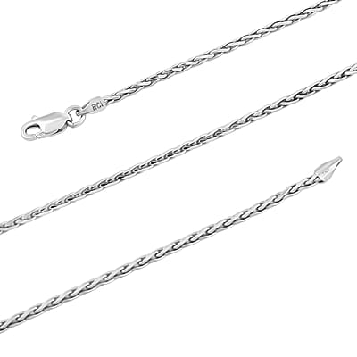 Made In Italy Round Wheat Chain Necklace in Rhodium Over Sterling Silver 7.05 Grams 18 Inches