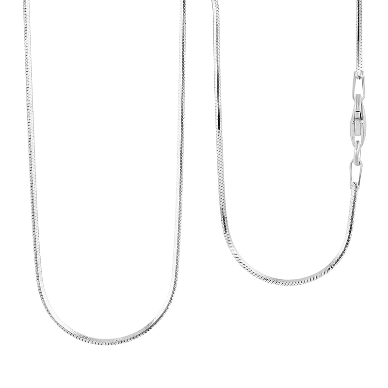 Made In Italy Rhodium Over Sterling Silver Octagonal Snake Chain Necklace (18 Inches) (4.30 g)