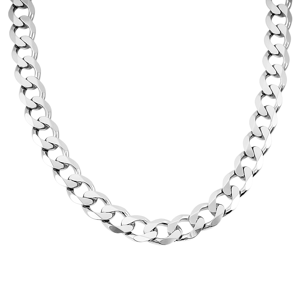 Italian 11.6mm Curb Chain Necklace in Rhodium Over Sterling Silver 92.1 Grams 24 Inches image number 3