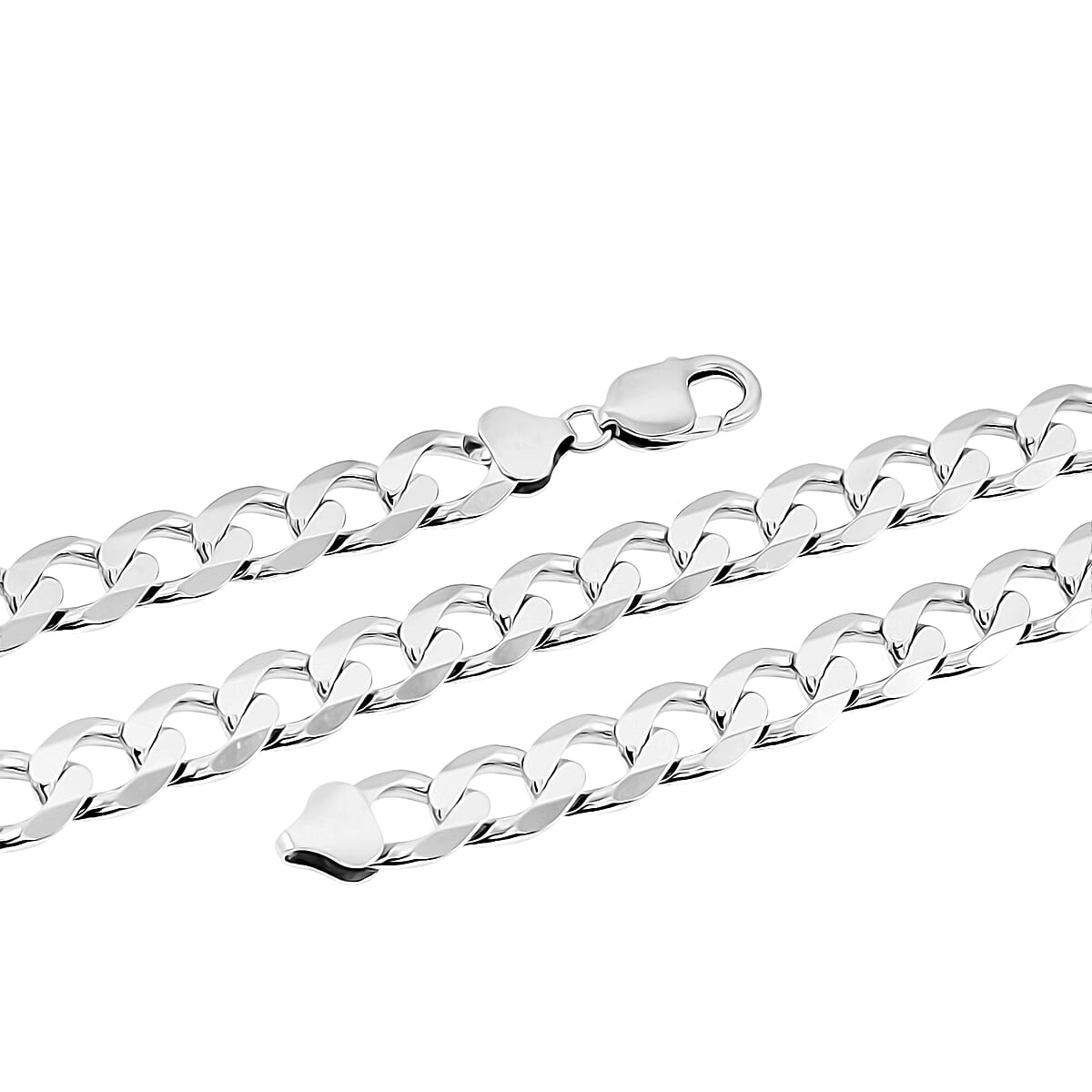 Italian 11.6mm Curb Chain Necklace in Rhodium Over Sterling Silver 92.1 Grams 24 Inches image number 5