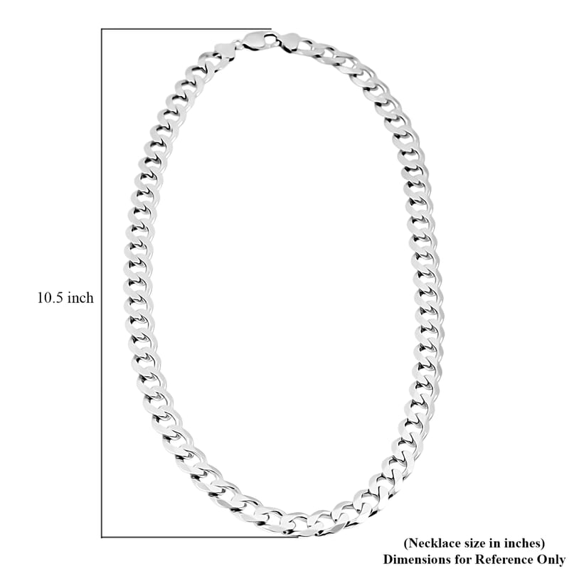 Italian 11.6mm Curb Chain Necklace in Rhodium Over Sterling Silver 92.1 Grams 24 Inches