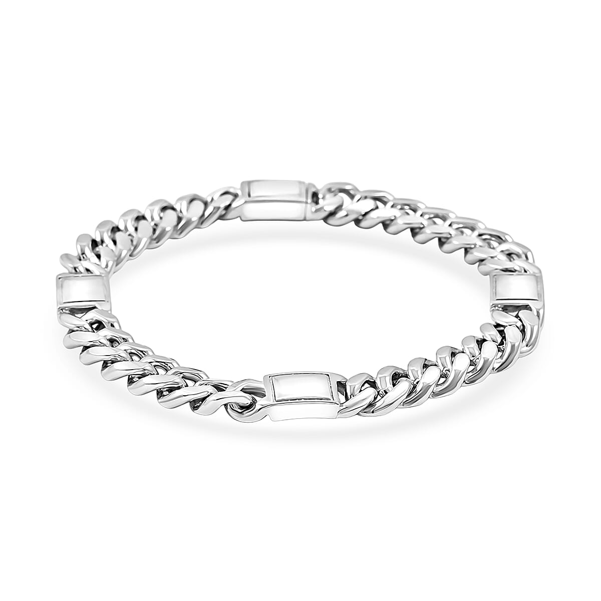 Italian Miami Cuban Chain Bracelet in Rhodium Over Sterling Silver (8.50 In) 44.30 Grams image number 0