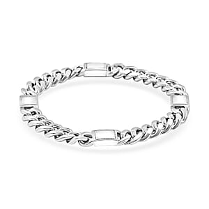 Italian Miami Cuban Chain Bracelet in Rhodium Over Sterling Silver (8.50 In) 44.30 Grams
