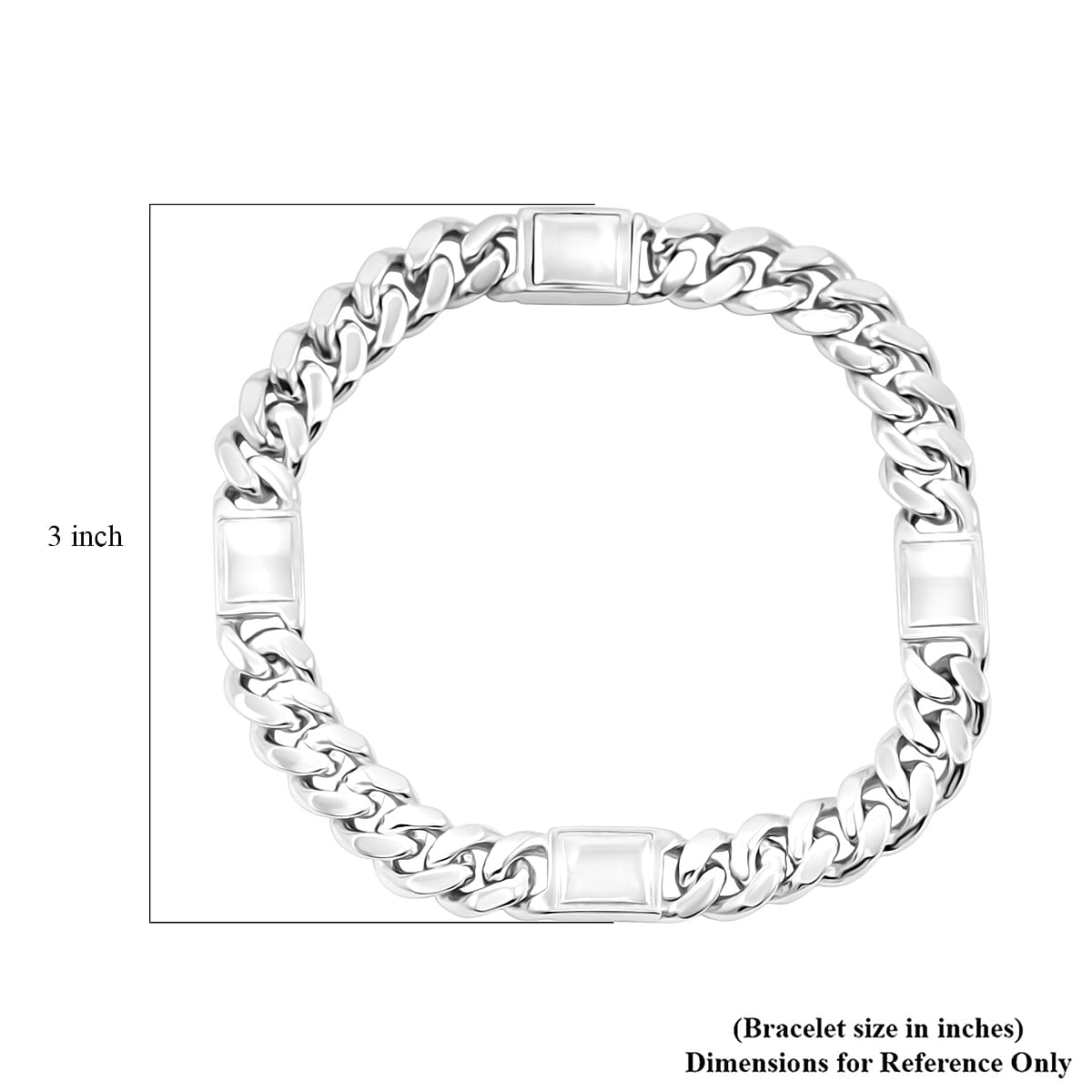 Italian Miami Cuban Chain Bracelet in Rhodium Over Sterling Silver (8.50 In) 44.30 Grams image number 4