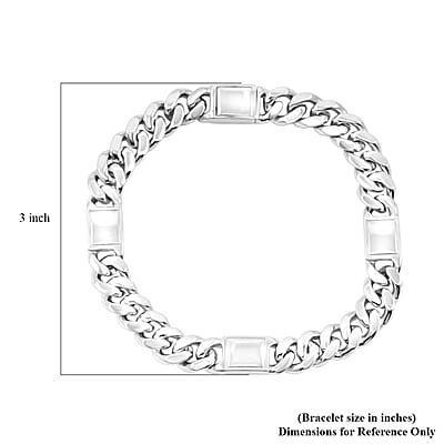 Italian Miami Cuban Chain Bracelet in Rhodium Over Sterling Silver (8.50 In) 44.30 Grams