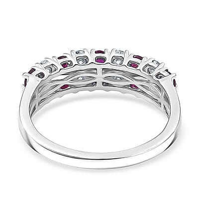 Certified & Appraised AAA Montepuez Ruby and Luxuriant Diamond G-H SI 1.45 ctw Band Ring in 10K White Gold (Size 10.0)