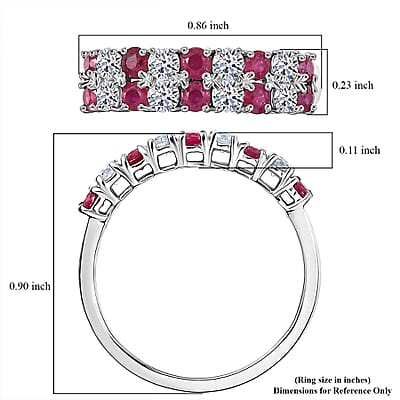 Certified & Appraised AAA Montepuez Ruby and Luxuriant Diamond G-H SI 1.45 ctw Band Ring in 10K White Gold (Size 10.0)