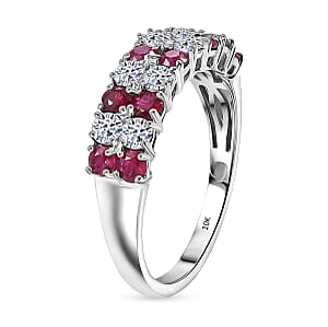Doorbuster Certified & Appraised AAA Montepuez Ruby and Luxuriant Diamond G-H SI 1.45 ctw Band Ring in 10K White Gold (Size 6.0)